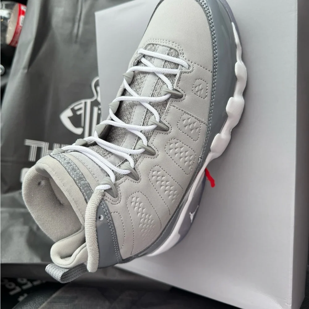 Gray and White High-Top Sneakers - Picture 3 of 6